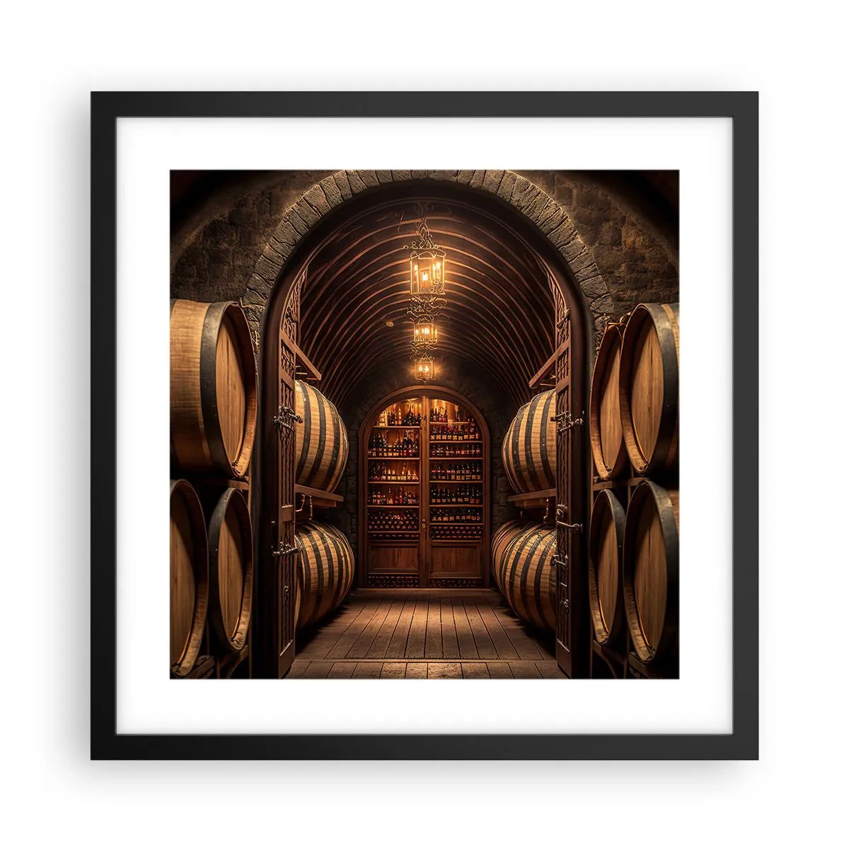 Affiche dans un cadre noir - Poster - Cave climatisée - 40x40 cm