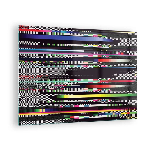 Impression sur verre - Image sur verre - Graphiques numériques abstraits de style glitch - 70x50cm - L'image de contrôle de la réalité - Décoration murale moderne pour le salon et la chambre ARTTOR
