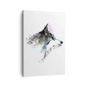 Impression sur toile - Image sur toile - Loup aquarelle dans un style minimaliste - 50x70cm - On parle du loup - Décoration murale moderne pour le salon et la chambre ARTTOR