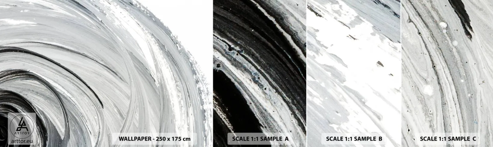 Échantillon de Papier Peint Autocollant Deluxe Sticker - Composition orbitale - Minimaliste, Morceau, Peinture - 100x30 cm