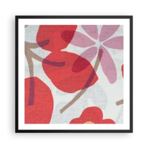 Affiche dans un cadre noir - Poster - Composition florale dans les roses - 60x60 cm
