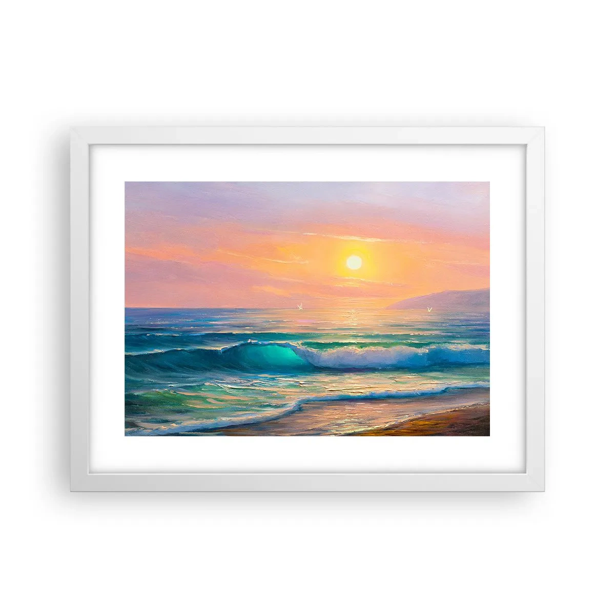 Affiche dans un cadre blanc - Poster - Le chant turquoise des vagues - 40x30 cm