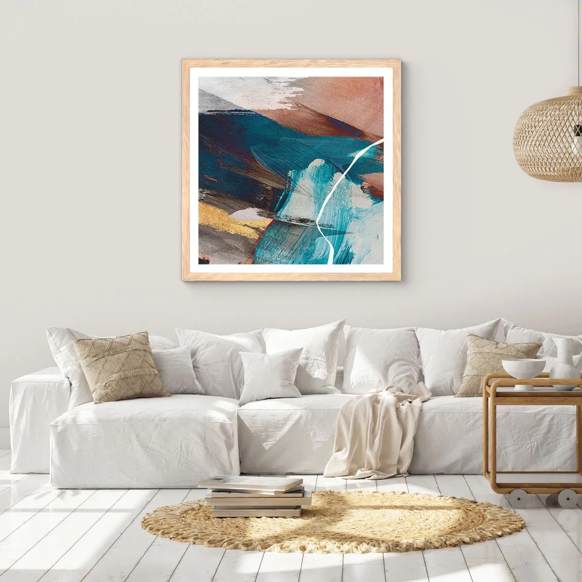 Affiche dans un chêne clair - Poster - Avec panache et énergie - 50x50 cm