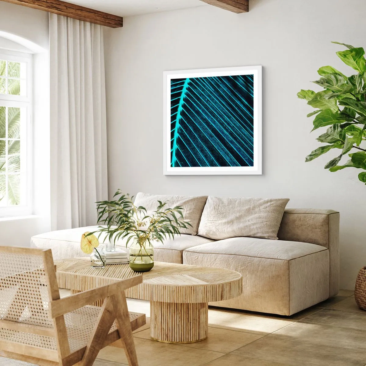 Affiche dans un cadre blanc - Poster - Texture verte - 60x60 cm