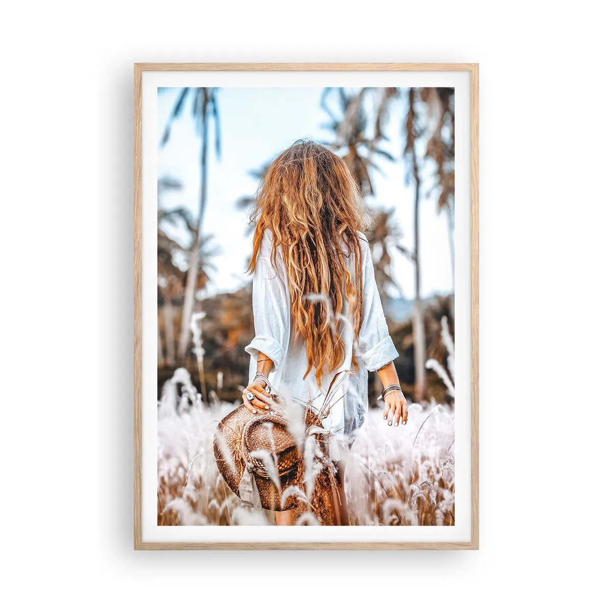 Affiche dans un chêne clair - Poster - Né de peluches d'herbe - 70x100 cm