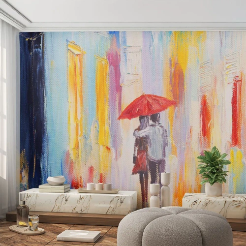 Papier peint sur mesure Premium Sand - Qu'il pleuve encore - Couple d'amoureux, Personnes, Abstraction