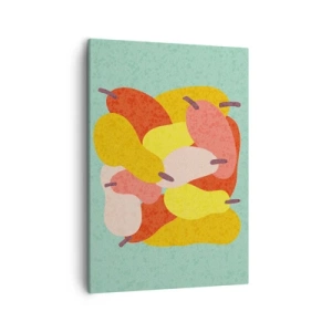 Impression sur toile - Image sur toile - Poires abstraites colorées sur fond vert - 50x70cm - Essayez le soleil d'été - Décoration murale moderne pour le salon et la chambre ARTTOR