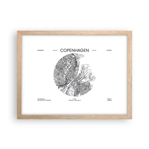 Affiche dans un chêne clair - Poster - Anatomie de Copenhague - 40x30 cm