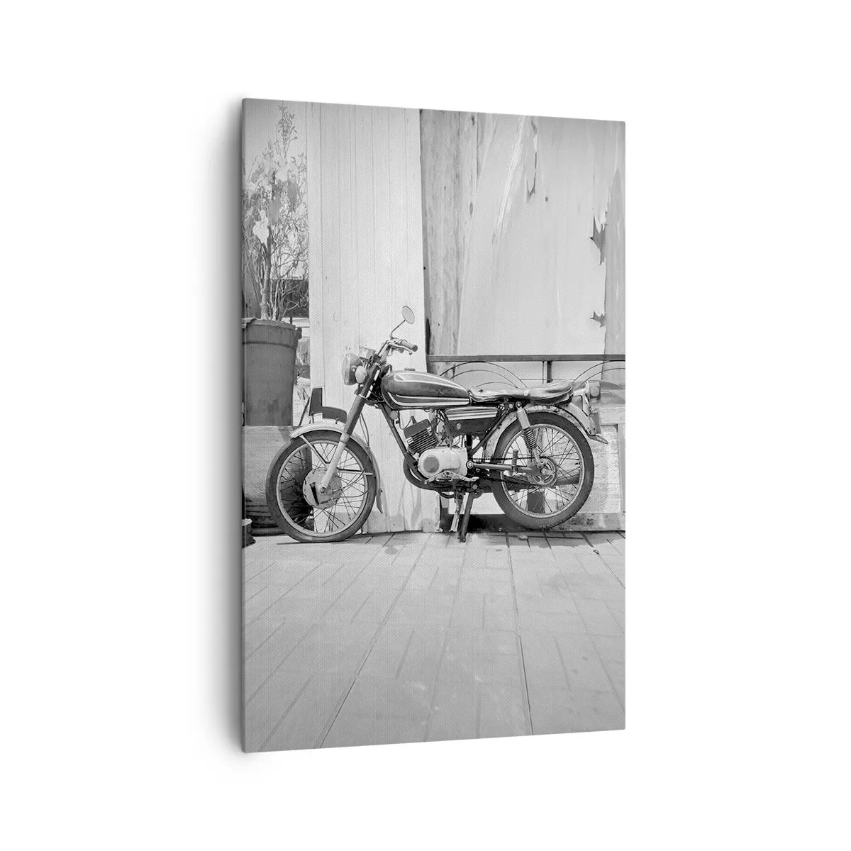 Impression sur toile - Image sur toile - Photo en noir et blanc d'une moto classique - 80x120cm - Classique au dessus de tout - Décoration murale moderne pour le salon et la chambre ARTTOR