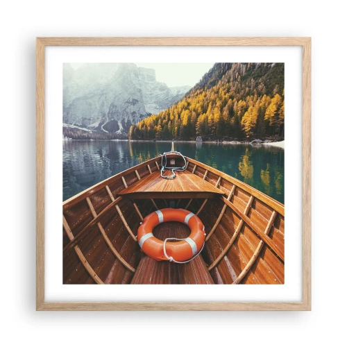 Affiche dans un chêne clair - Poster - Escapade en montagne - 50x50 cm