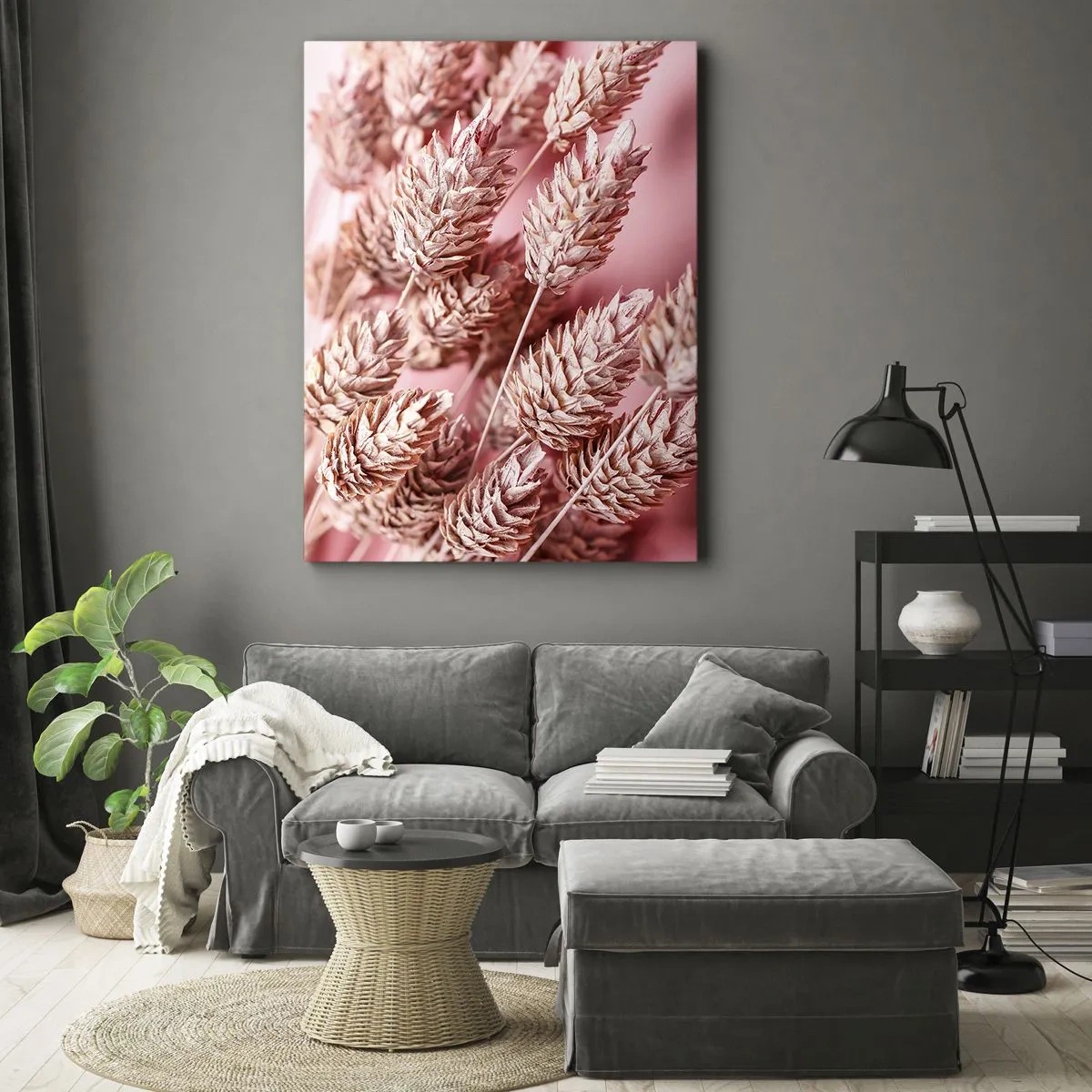 Impression sur toile - Image sur toile - Gros plan des oreilles teintées de rose - 80x120cm - Une cascade florale en rose - Décoration murale moderne pour le salon et la chambre ARTTOR