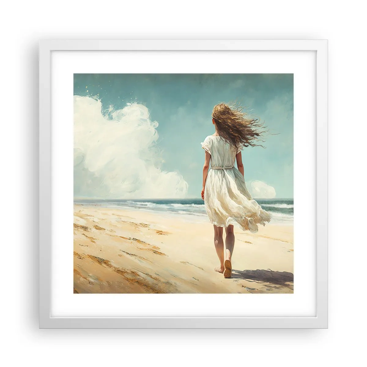 Affiche dans un cadre blanc - Poster - Pour rencontrer le soleil et le vent - 40x40 cm