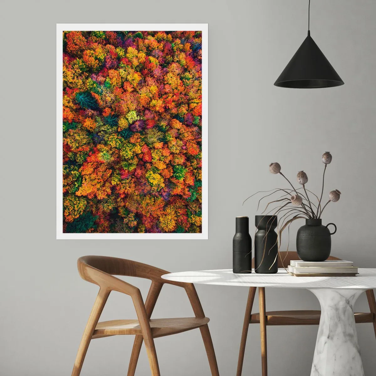 Affiche - Poster - Bouquet d'arbres automnal - 70x100 cm