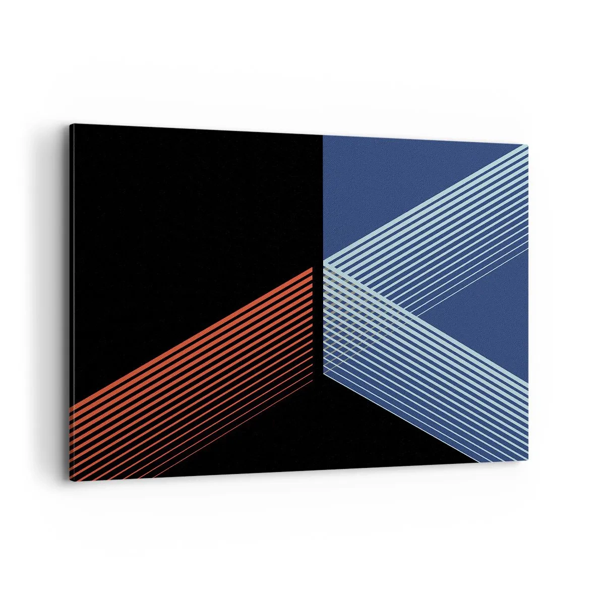 Impression sur toile - Image sur toile - Lignes géométriques dans les tons de rouge et de bleu - 100x70cm - Histoire simple - Décoration murale moderne pour le salon et la chambre ARTTOR