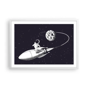 Affiche dans un cadre blanc - Poster - Surfeur de l'espace - 70x50 cm