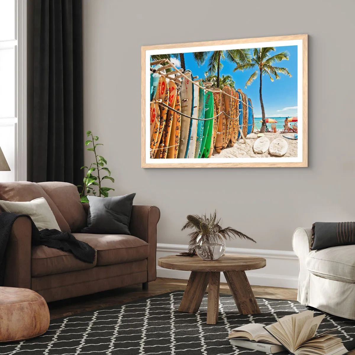 Affiche dans un chêne clair - Poster - Jeux ensoleillés - 40x30 cm