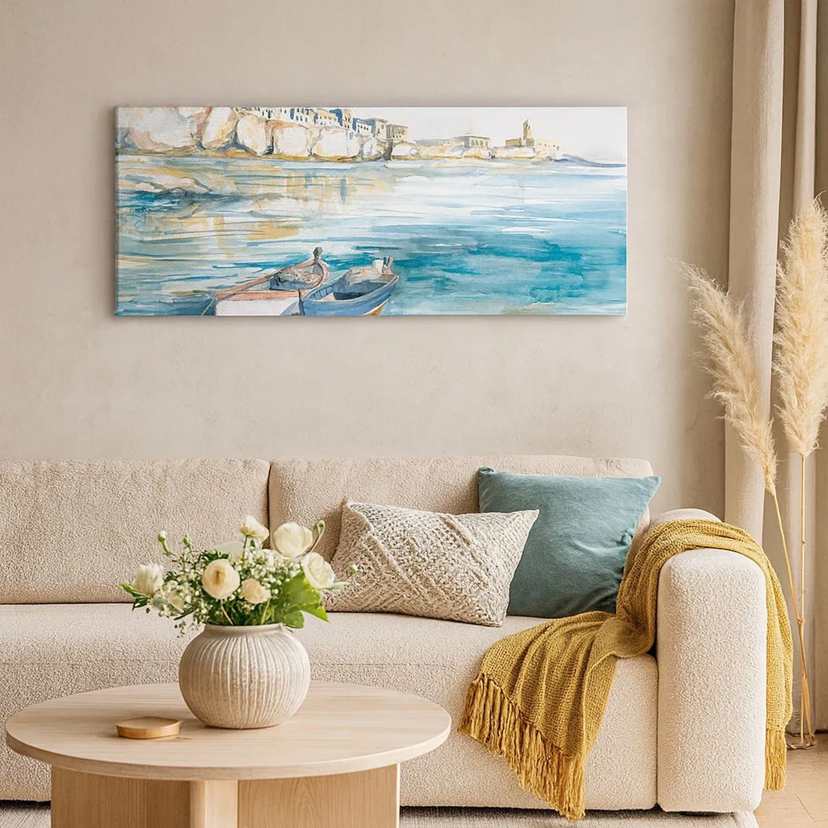 Impression sur toile - Image sur toile - Paysage dans l'azur - 100x40 cm