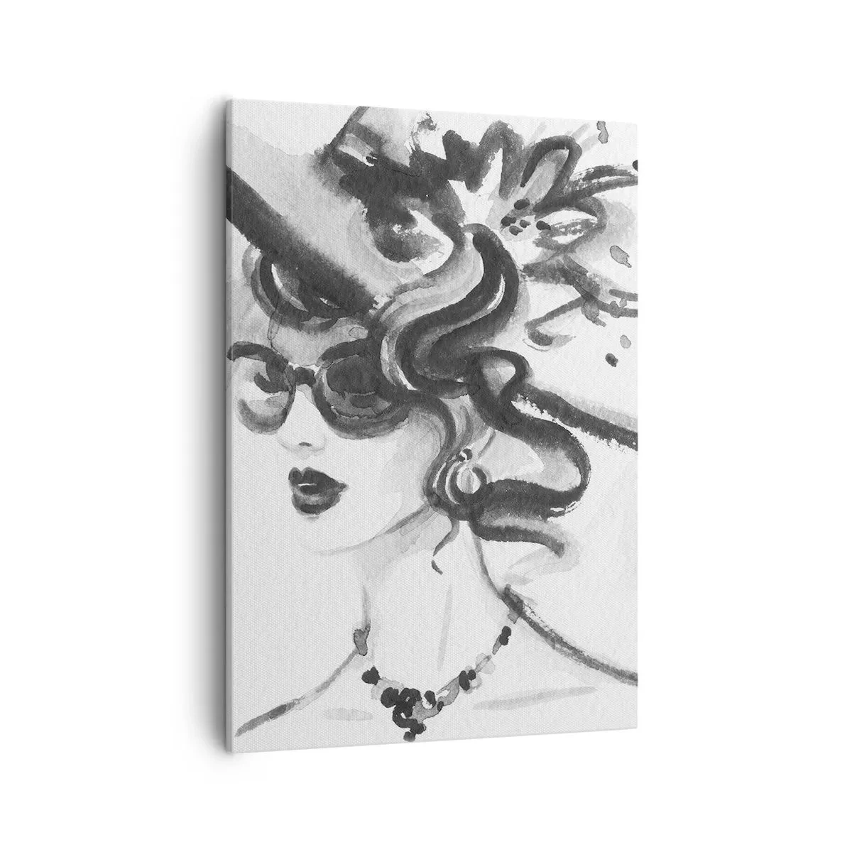 Impression sur toile - Image sur toile - Femme élégante avec un chapeau de style noir et blanc - 50x70cm - Une dame de caractère - Décoration murale moderne pour le salon et la chambre ARTTOR