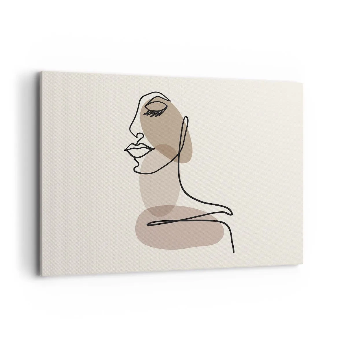 Impression sur toile - Image sur toile - Un profil féminin dans un style d'art linéaire minimaliste - 120x80cm - Une certaine ligne de beauté - Décoration murale moderne pour le salon et la chambre ARTTOR