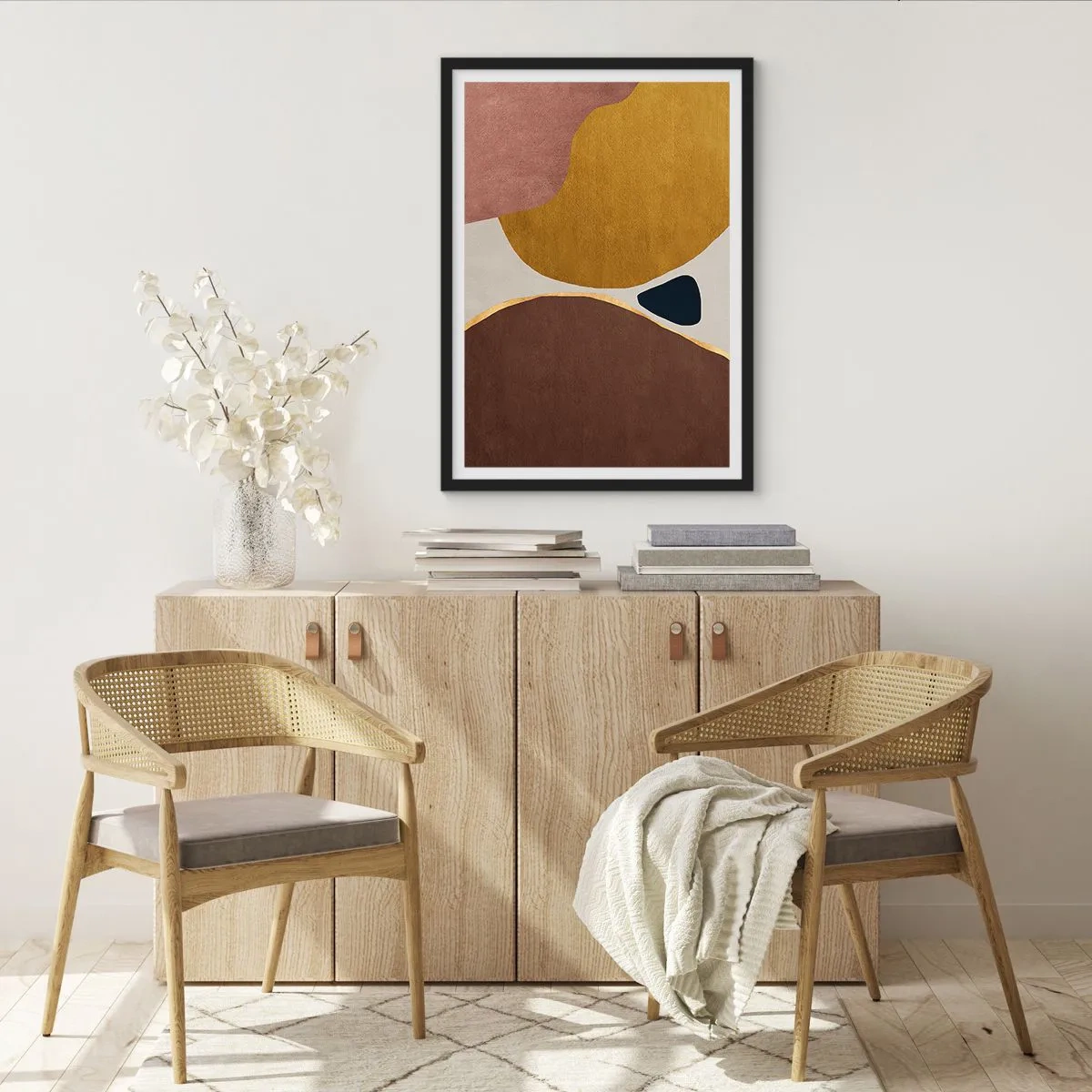 Affiche dans un cadre noir - Poster - L'abstraction – une place dans l'espace - 70x100 cm