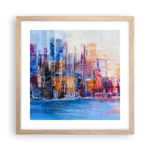 Affiche dans un chêne clair - Poster - Une métropole joyeuse - 40x40 cm