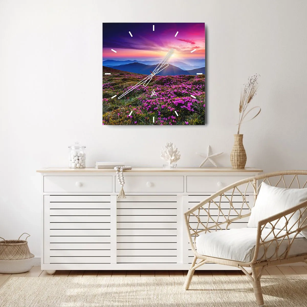 Horloge murale - Pendule murale - Les herbes sentaient les grappes fraîches de la récolte - 40x40 cm