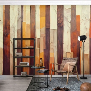 Papier peint sur mesure Premium Sand - Hymne des arbres forestiers - Morceau, Abstraction, Ceintures