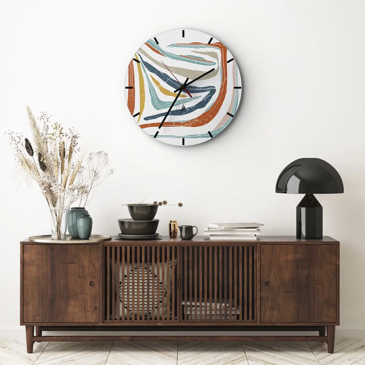 Horloge murale - Pendule murale - Abstraction avec un sourire amical - 40x40 cm