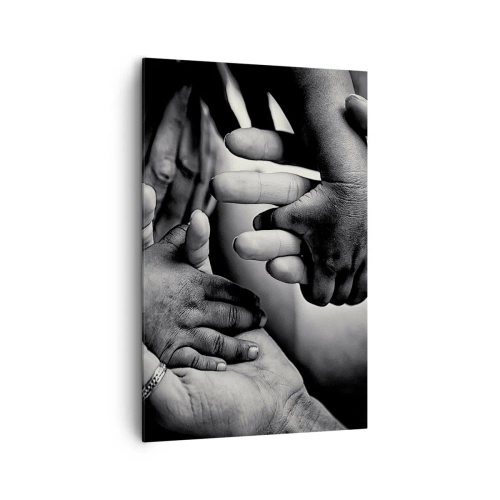 Impression sur toile - Image sur toile - Mains noires et blanches de différentes générations - 80x120cm - Être humain - Décoration murale moderne pour le salon et la chambre ARTTOR