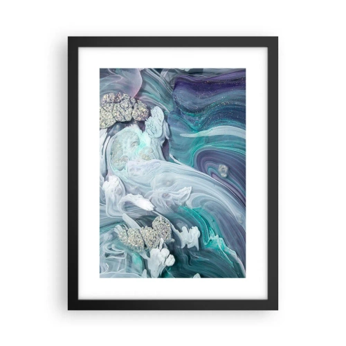 Affiche dans un cadre noir - Poster - Courants bleus - 30x40 cm