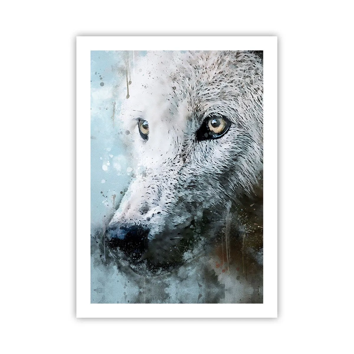 Affiche - Poster - Portrait de loup avec des détails artistiques à l'aquarelle - 50x70cm - Rencontrez l'âme du loup - Décoration murale moderne pour le salon et la chambre ARTTOR