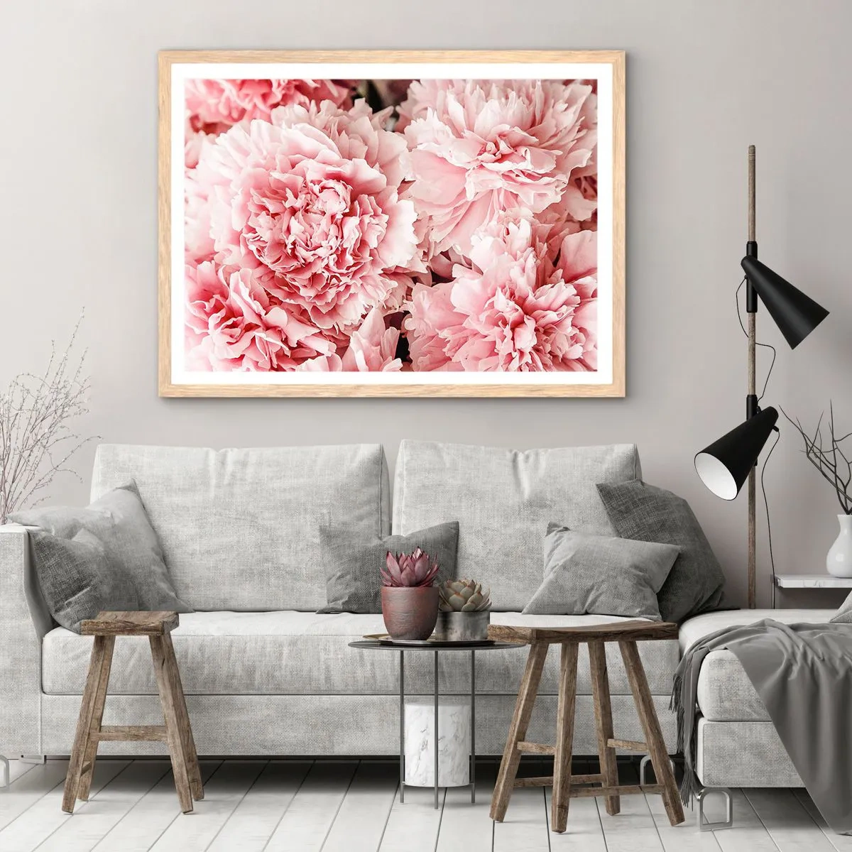 Affiche dans un chêne clair - Poster - Rêve rose - 70x50 cm