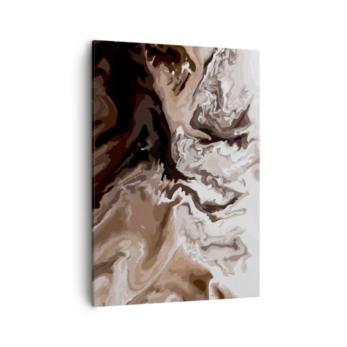 Impression sur toile - Image sur toile - Abstraction dans les tons de brun avec des lignes dynamiques - 50x70cm - Contraste de couleur - Décoration murale moderne pour le salon et la chambre ARTTOR