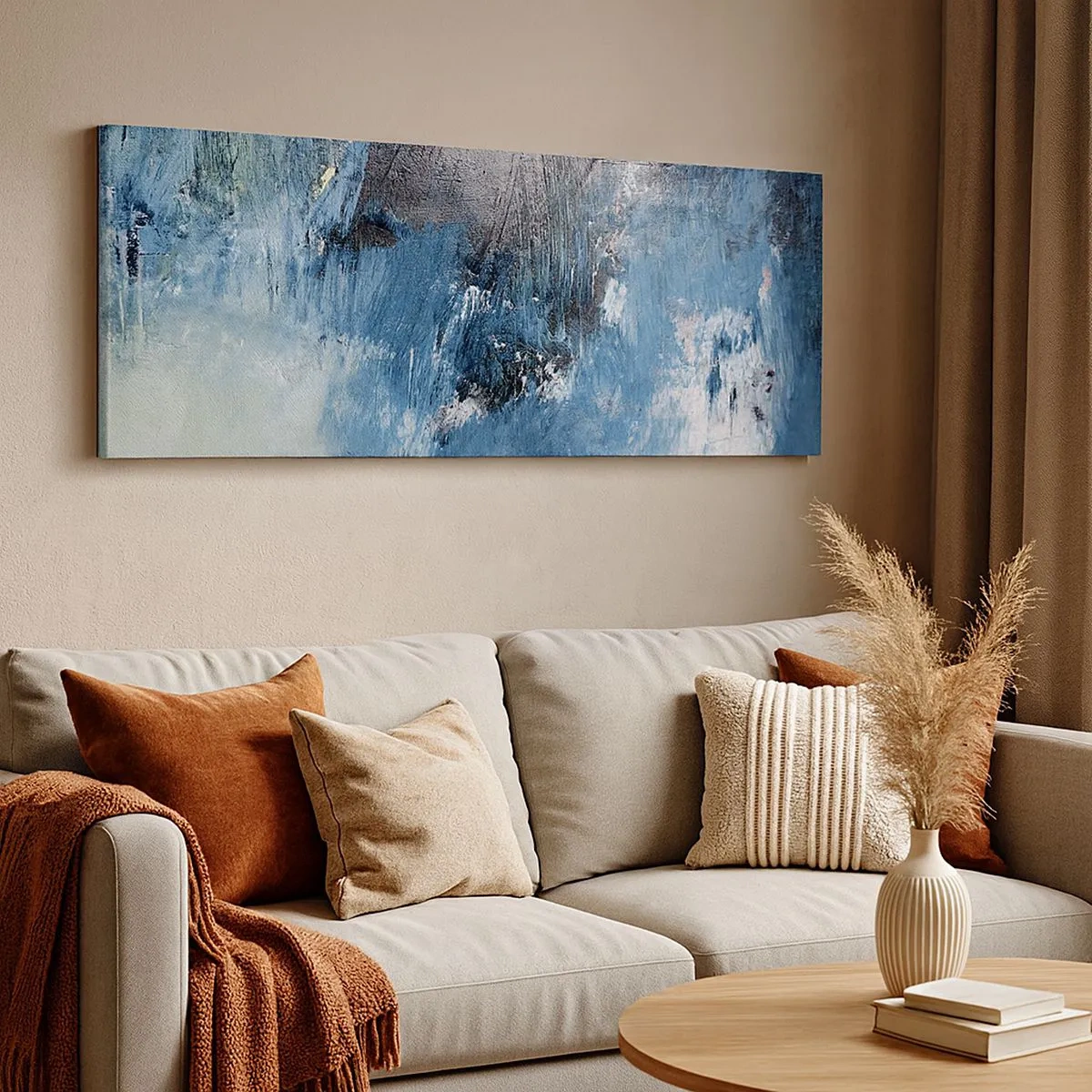 Impression sur toile - Image sur toile - Rhapsodie en bleu - 100x40 cm