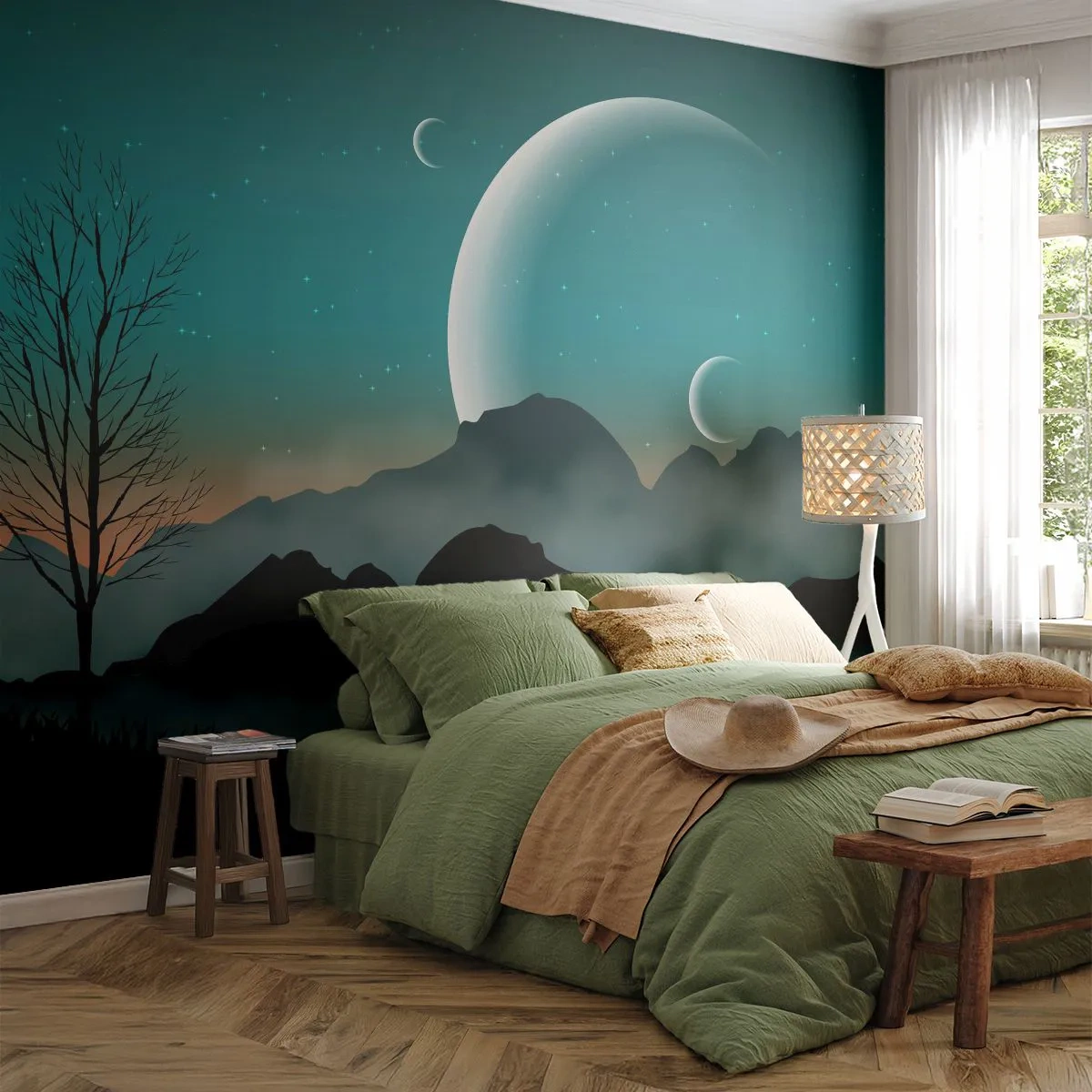 Papier Peint Autocollant Deluxe Sticker - Carnaval de la nuit étoilée - Abstraction, Paysage, Montagnes - 450x315 cm