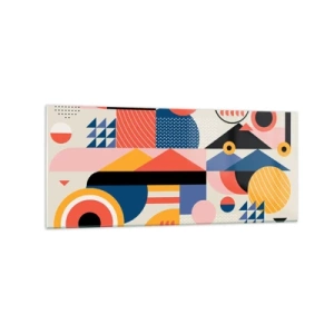 Impression sur verre - Image sur verre - Formes géométriques colorées dans un style rétro - 120x50cm - Composition : jouer - Décoration murale moderne pour le salon et la chambre ARTTOR