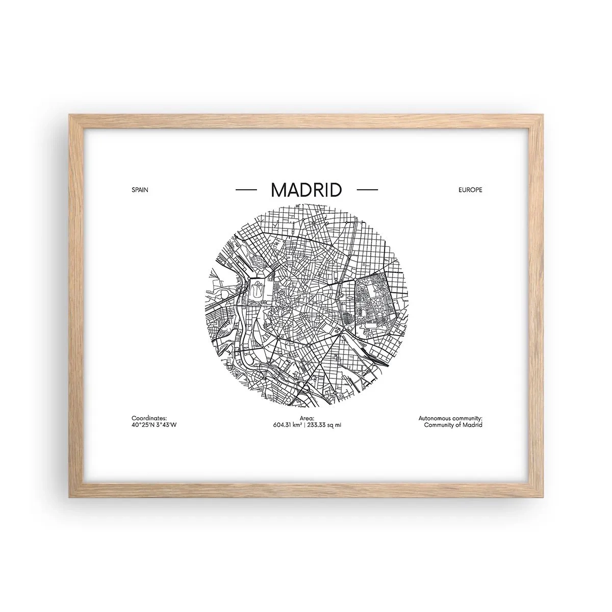 Affiche dans un chêne clair - Poster - Anatomie de Madrid - 50x40 cm