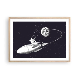 Affiche dans un chêne clair - Poster - Surfeur de l'espace - 70x50 cm