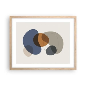 Affiche dans un chêne clair - Poster - Gouttes de couleur - 50x40 cm