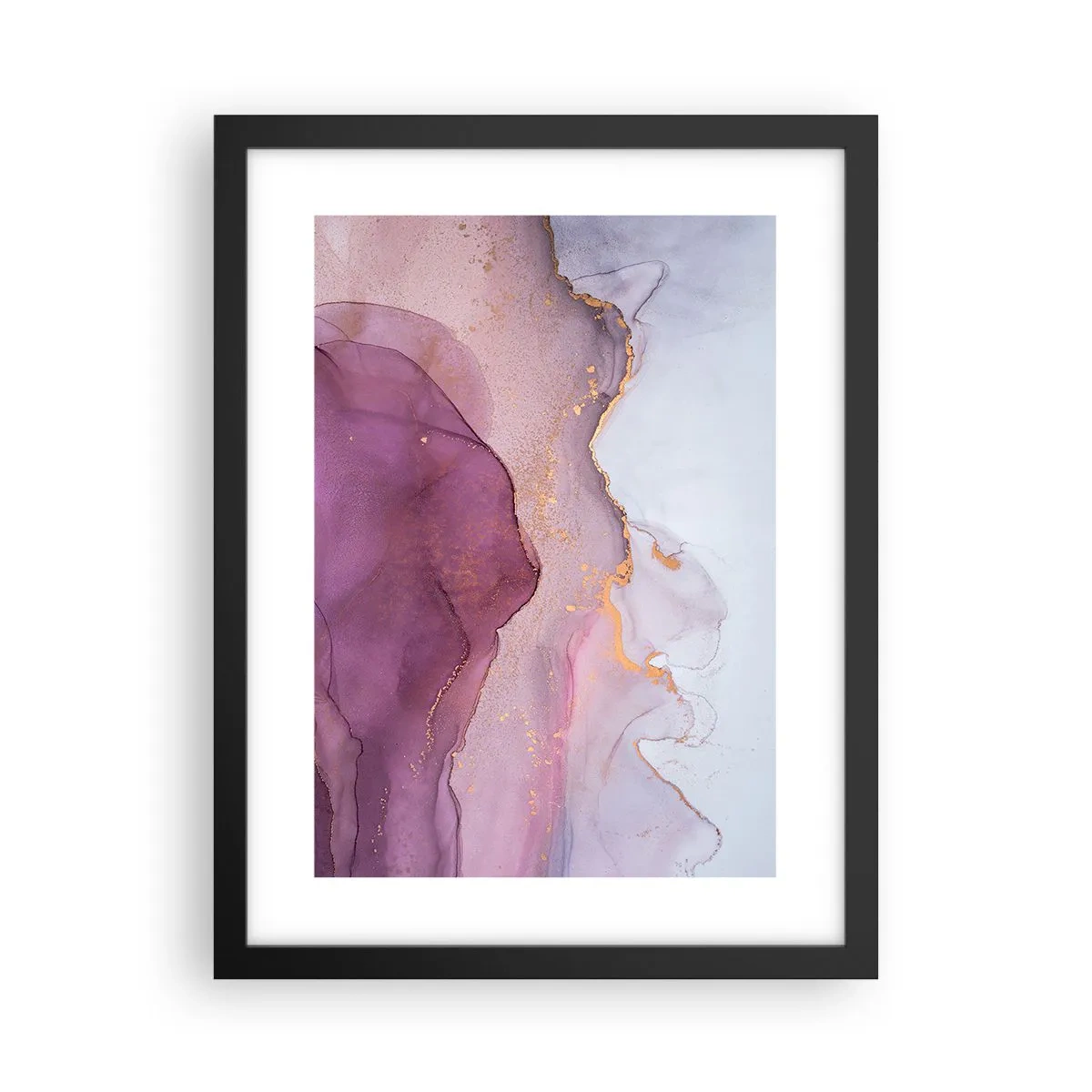 Affiche dans un cadre noir - Poster - Vagues lilas et violettes - 30x40 cm