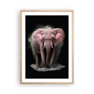 Affiche dans un chêne clair - Poster - Ne pensez pas à un éléphant rose ! - 50x70 cm