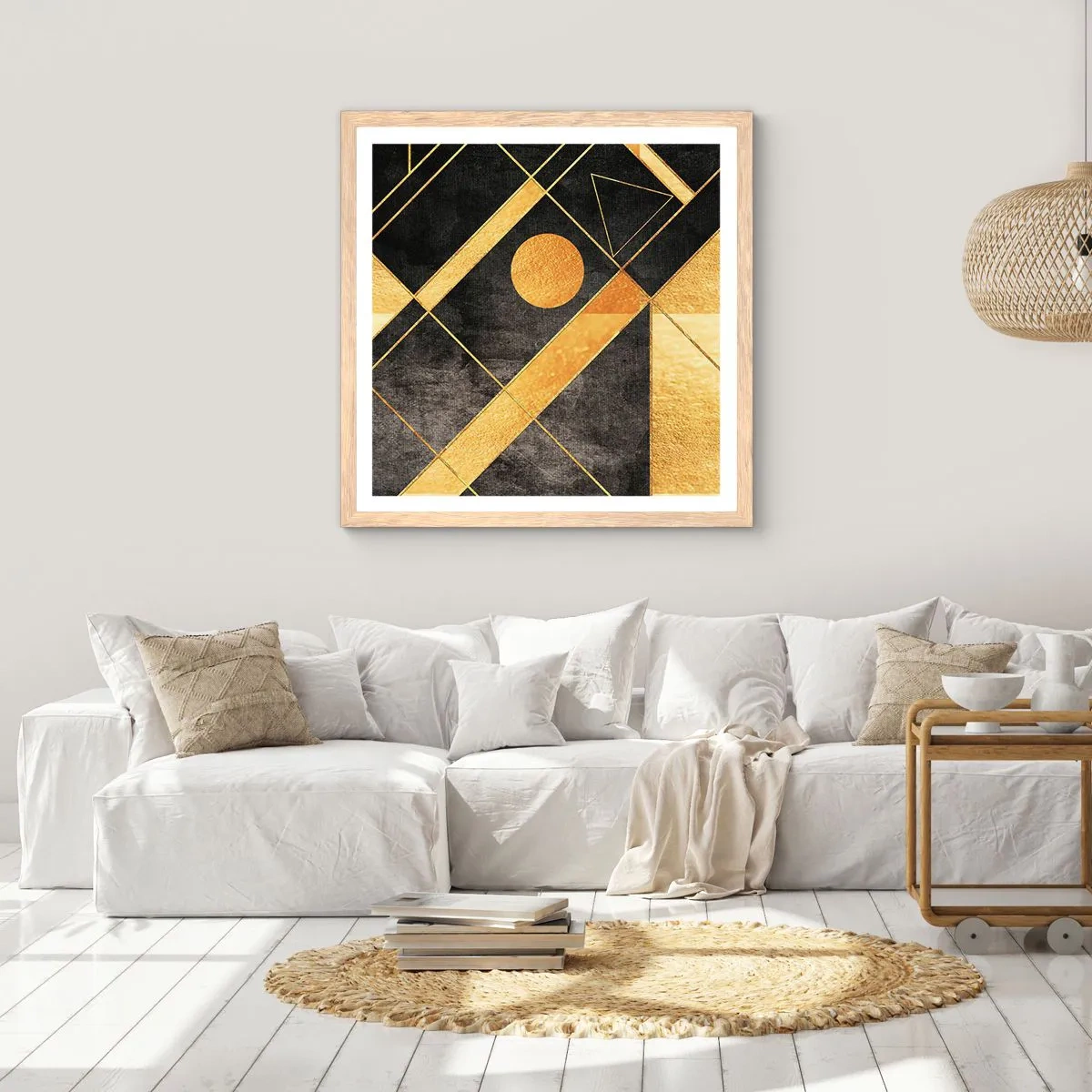 Affiche dans un chêne clair - Poster - Soleil du désert - 30x30 cm