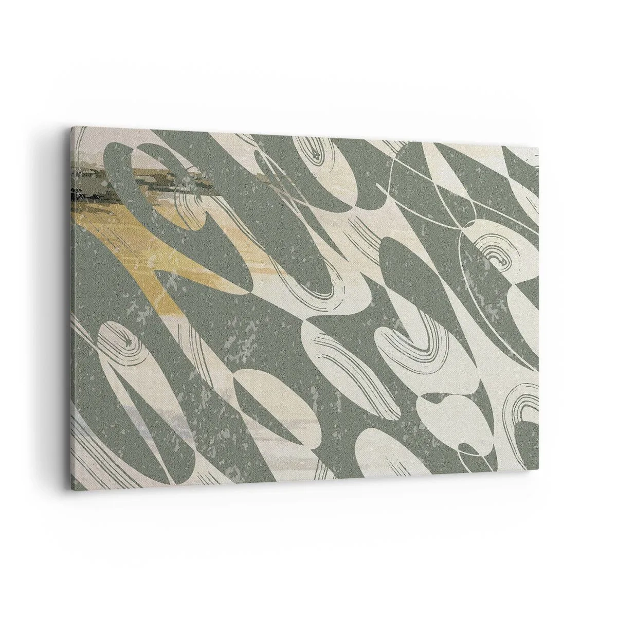 Impression sur toile - Image sur toile - Formes dynamiques dans des tons de vert et d'or - 120x80cm - Abstraction rythmique - Décoration murale moderne pour le salon et la chambre ARTTOR