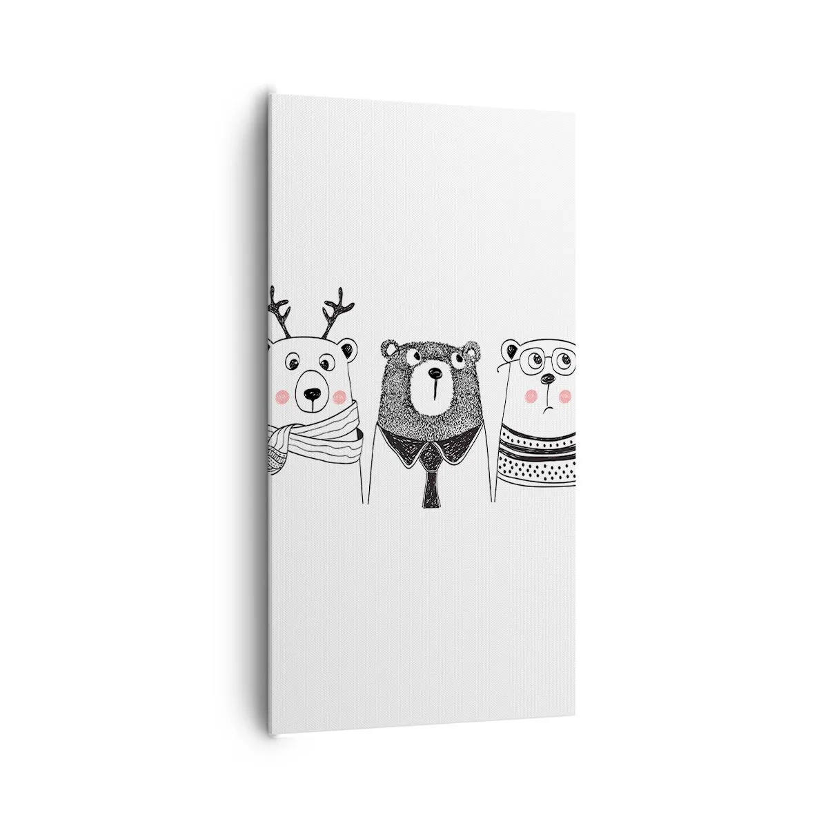 Impression sur toile - Image sur toile - Ours en peluche, petit ours en peluche et doudou - 65x120 cm