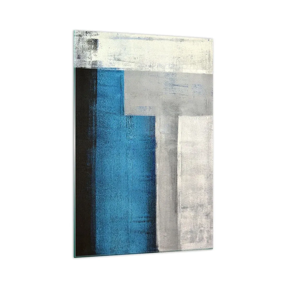 Impression sur verre - Image sur verre - Une composition abstraite avec des nuances de bleu, de gris et de blanc. - 70x100cm - Une composition poétique de gris et de bleu - Décoration murale moderne pour le salon et la chambre ARTTOR