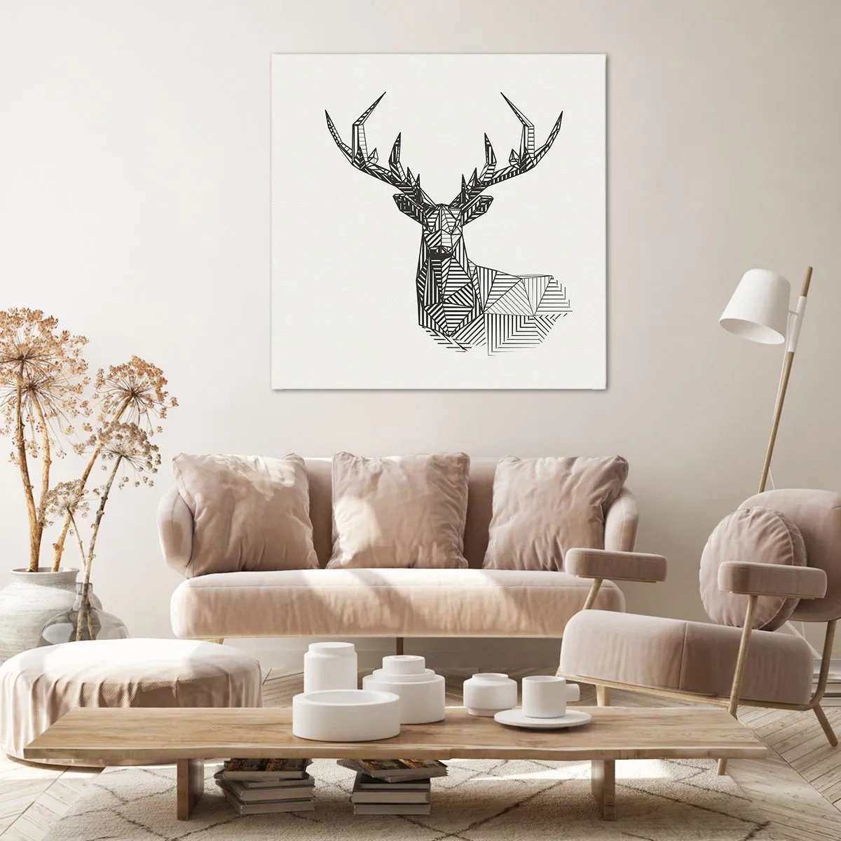 Impression sur toile - Image sur toile - Cerf dans un style cubique - 70x70 cm
