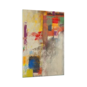 Impression sur verre - Image sur verre - Abstraction colorée avec des formes géométriques - 70x100cm - Géométrie des couleurs - Décoration murale moderne pour le salon et la chambre ARTTOR