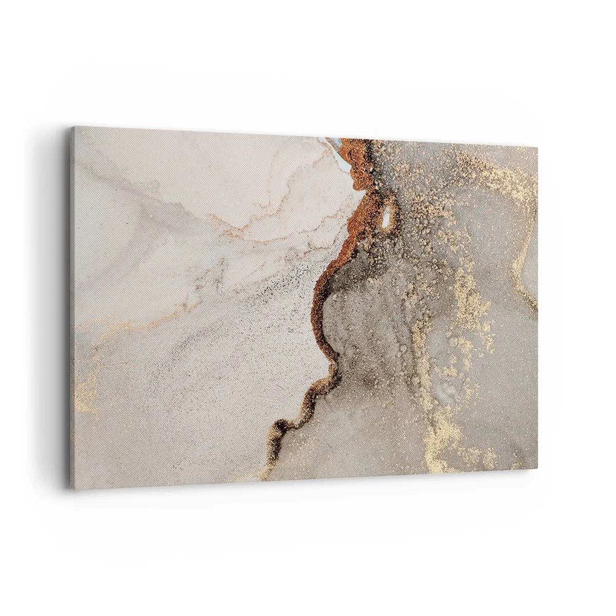 Impression sur toile - Image sur toile - Motif abstrait avec des nuances d'or et de gris - 120x80cm - Aux frontières des couleurs - Décoration murale moderne pour le salon et la chambre ARTTOR