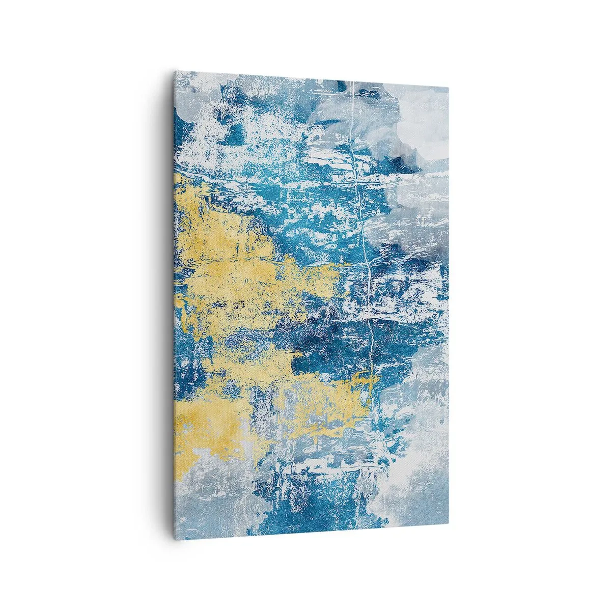 Impression sur toile - Image sur toile - Abstraction dans les tons de bleu et de jaune - 80x120cm - Abstraction du temps - Décoration murale moderne pour le salon et la chambre ARTTOR