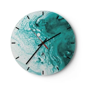 Horloge murale - Pendule murale - Vagues turquoise et blanches fluides dans un style artistique fluide - 30x30cm - Se fondre dans le bleu et le turquoise - Décoration murale moderne pour le salon, la cuisine et la chambre ARTTOR